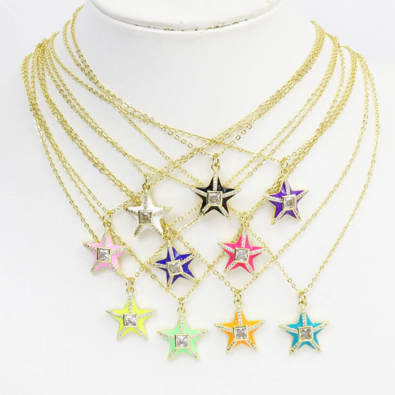 

10 шт. эмалированная звезда, подвеска, искусственный кристалл, ожерелье, подвеска, ожерелье, ювелирные аксессуары, ювелирные изделия, ожерель...