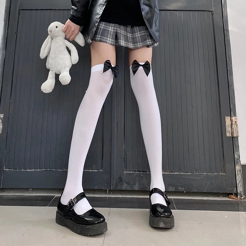 

Kawaii аниме горничная униформа выше колена длинные носки Милая до бедра косплей принцесса носки сексуальные черные банты кружевные чулки в С...