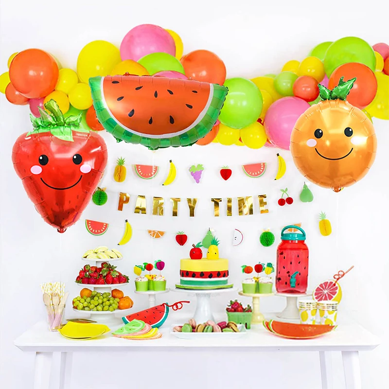 

Фруктовая тематическая вечеринка детские украшения для душа воздушные шары Арка фруктовые фольгированные шары одноразовые тарелки декор стола день рождения детей