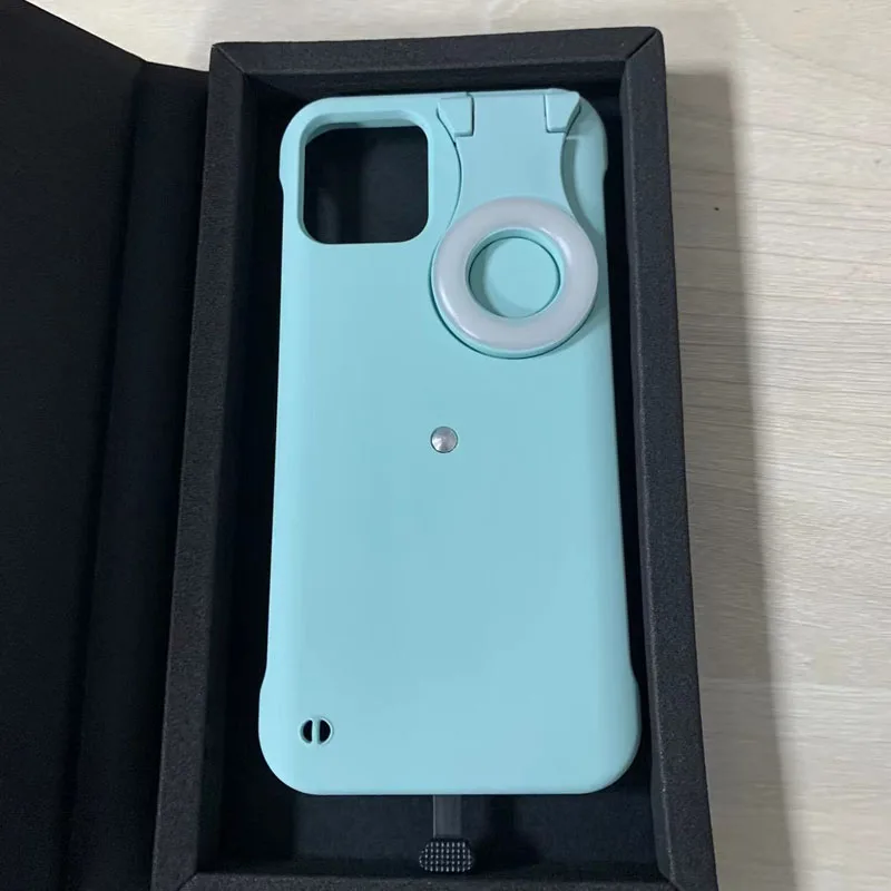 

Fill Light Mobile Phone Case for IPhone 12 Pro Max 11 Net Red Self Timer LED Ring Flash Protective Back Cover for IPhone XR X