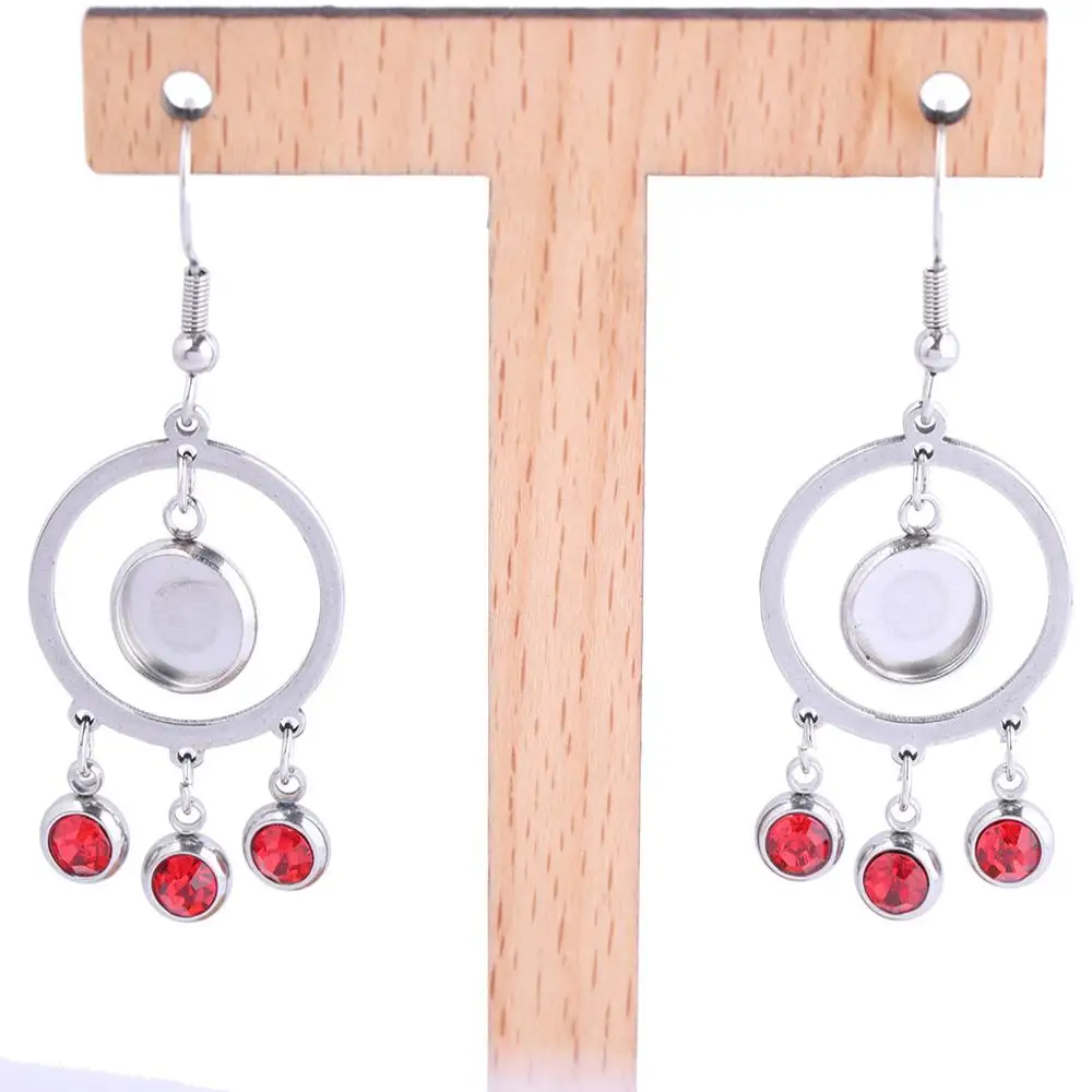 6 шт 8 мм нержавеющая сталь синий Красные кристаллы стразы основа для кабошона