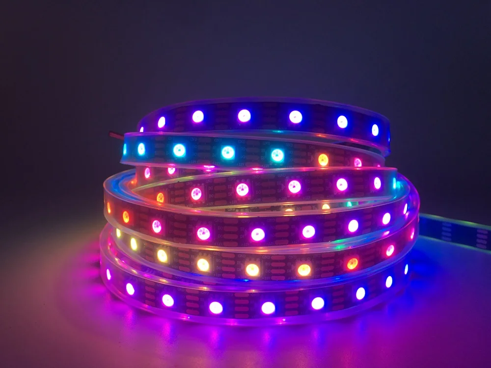 DC12V WS2815(WS2812B WS2813 обновление) RGB светодиодные пиксельные полосы, индивидуально адресуемый белый PCB двухсигнальный светодиодный светильник