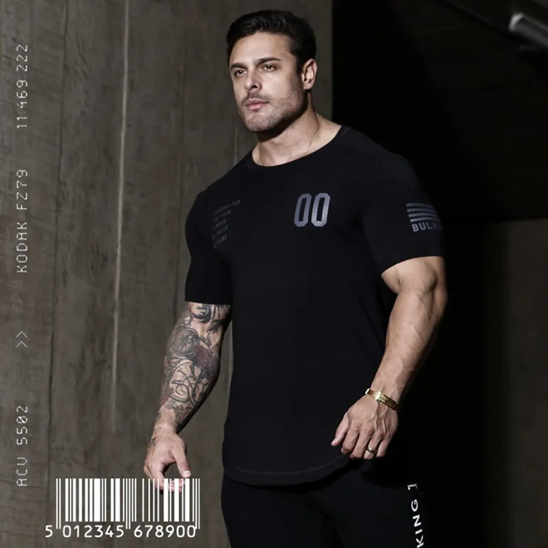

2021 Men Brand T-shirt Gyms Fitness Bodybuilding Slim Summer Casual Fashion Print Male Cotton Tee shirt Tops Crossfit Clothing