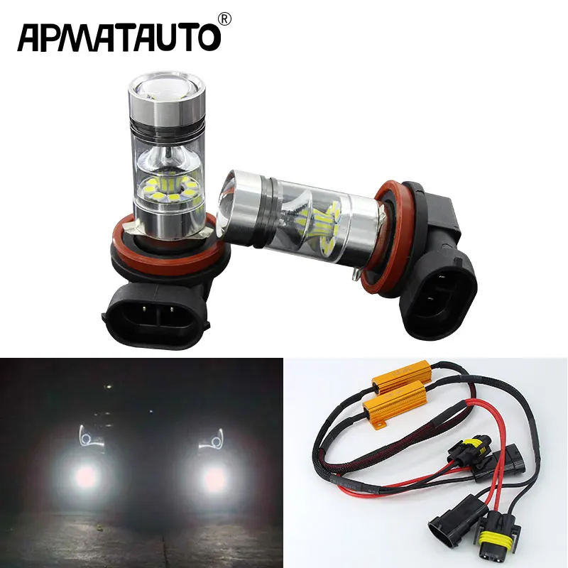 Apmatauto 2pcsx Led CANbus H11 H8 светильник ing 100W 3030 20SMD Автомобильная противотуманная фара