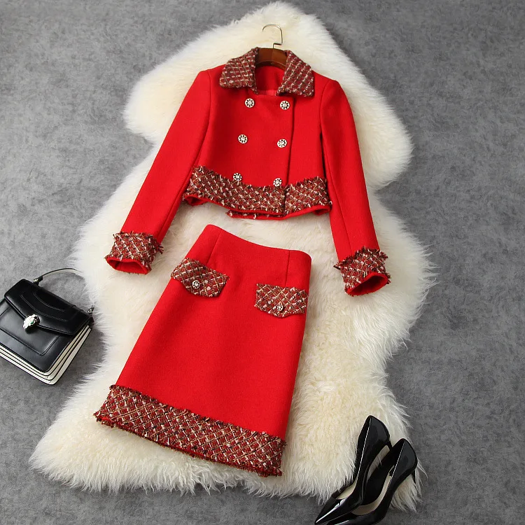 

Женская одежда в европейском и американском стиле, новинка зимы 2021, стильное двубортное пальто с длинными рукавами, юбка с лацканами, модный...