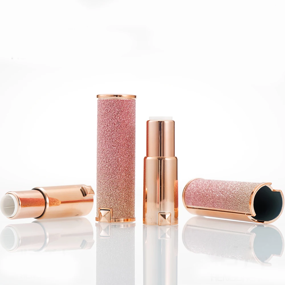 Трубка губной помады из розового золота круглый Сияющий пустой DIY12.1mm