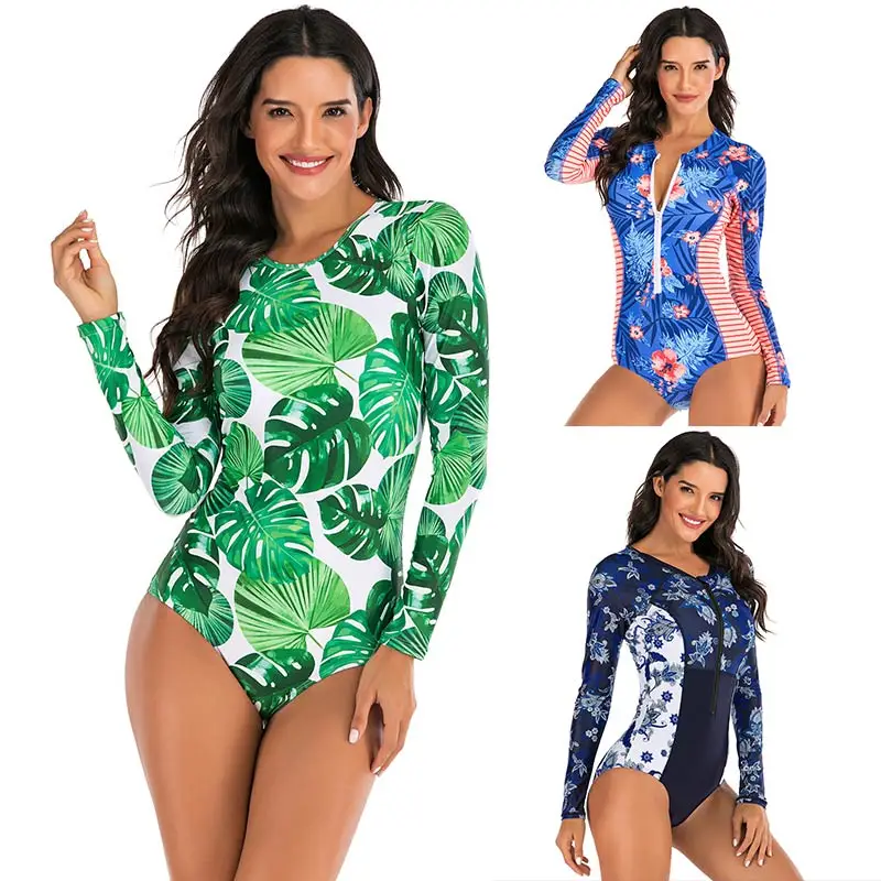 Женский купальный костюм с длинными рукавами для серфинга цельный купальник на