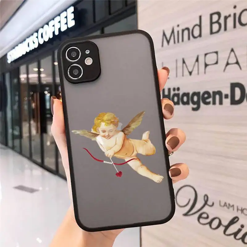 

Phone Case For iPhone 12 11 Mini Pro XR XS Max 7 8 Plus X baby angel painting aesthetic art Matte transparent cover