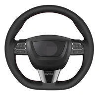 car steering wheel cover soft black genuine leather for seat leon altea leon cupra 2008 2012 toledo 2012 2014 alhambra 2010