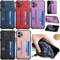 phone case cover for iphone 7 8 plus 13 11 12 pro max xr xs pure color card pocket wallet stand holder shockproof cases shell
