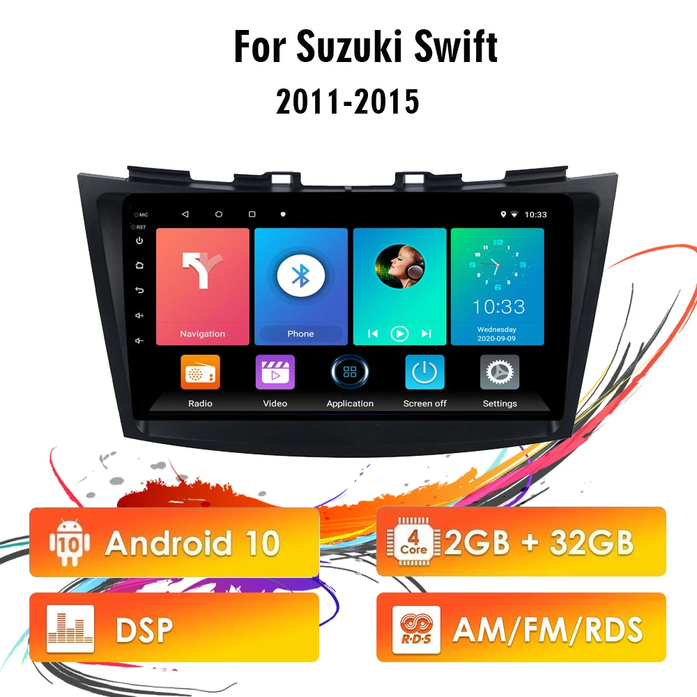 

Eastereggs For Suzuki Swift 2011-2015 9 inch 2 din Android 10 RDS DSP Car Multimedia player Car Radio GPS Navigation BT WIFI