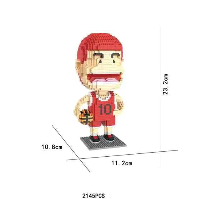 

Classic japan Basketball anime SLAM DUNK micro diamond block Hanamichi Sakuragi nanobricks figures building brick model toys