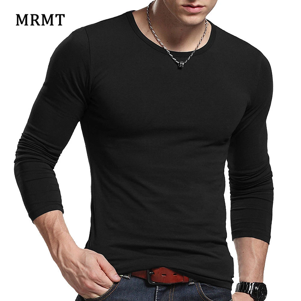 

2022 MRMT Men's autumn long sleeved T-shirt round collar slim cotton shirt solid color T-shirt Free shipping