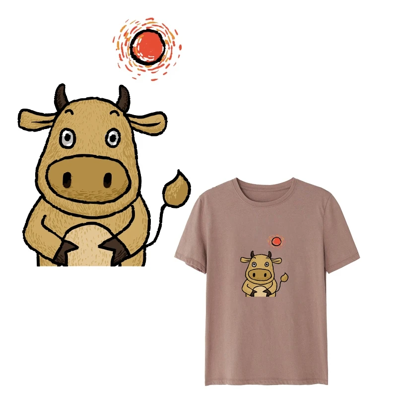 Мультяшные нашивки с животными крупного рогатого скота термоклейкие для одежды