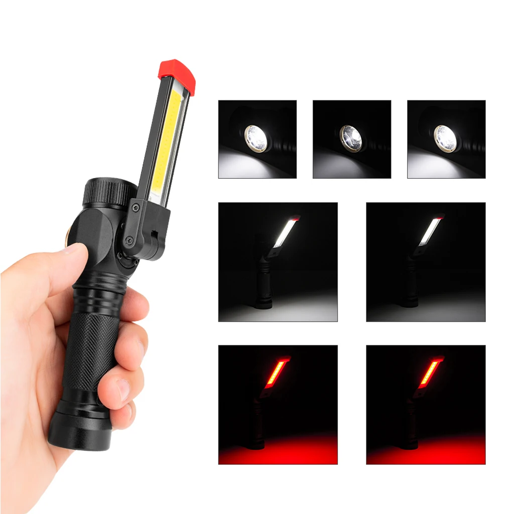 

7 Modes Work LED Light Rechargeable Flashlight COB Magnetic Lamp Torch