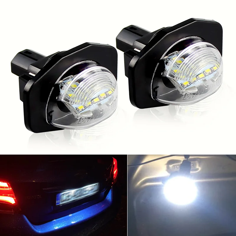 Luces LED para matrícula, lámpara de 12V sin Error para Toyota Corolla Auris Alphard Sienna Wish Scion XB XD Urban, 2 uds.