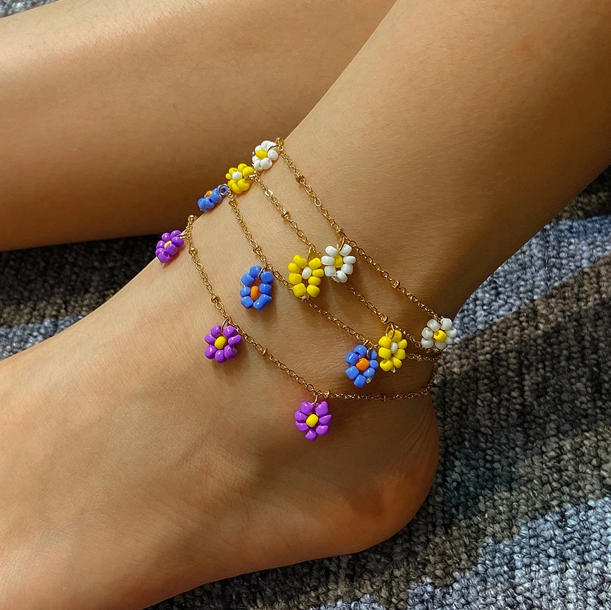 Женский браслет на щиколотке в готическом стиле цепочка золотого цвета с