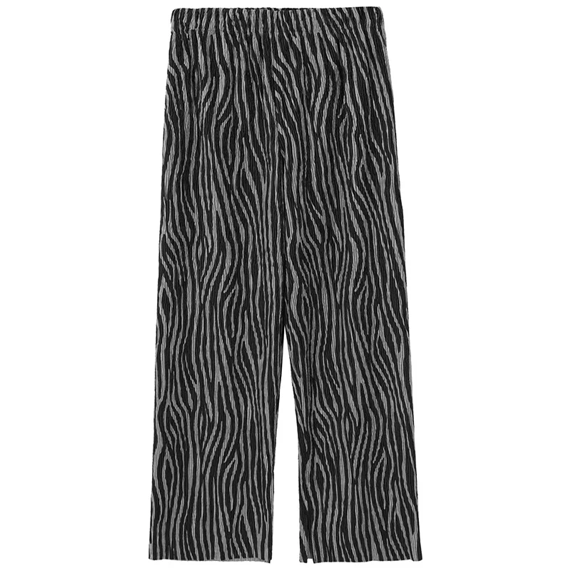 Брюки с узором зебры корейский вариант прямые широкие брюки открытой вилкой