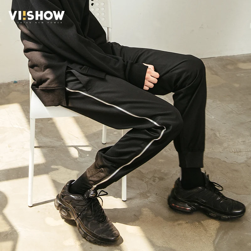 VIISHOW летние дизайнерские Брендовые повседневные хлопковые брюки мужские длинные брюки прямые брюки стрейч мужские брюки на молнии брюки