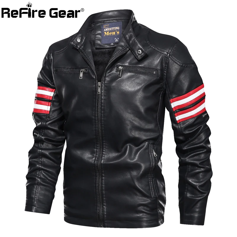 Куртка бомбер ReFire Gear мужская из искусственной кожи модная теплая тактическая