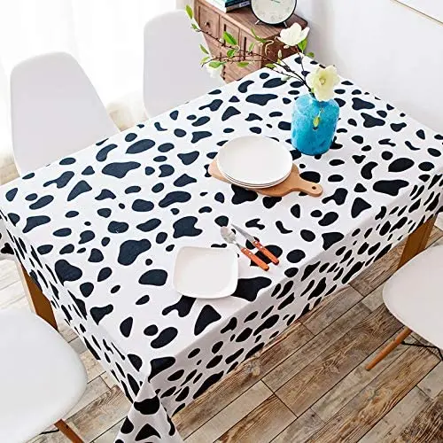 Cow Print Decor Tablecloth Polyester Animal Skin Pattern Table Cover