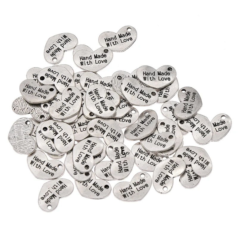 Металлические этикетки в форме сердца ручной работы с надписью Love для одежды