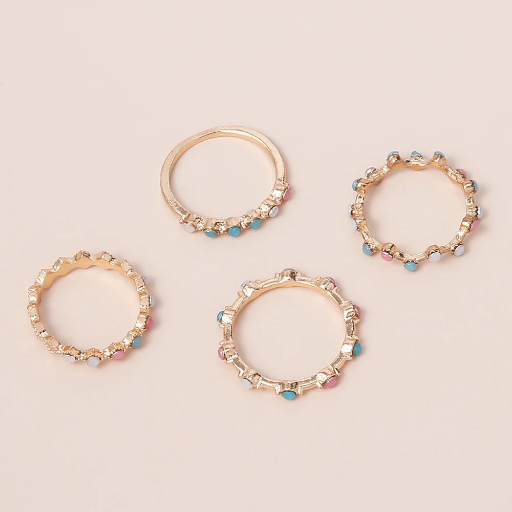 4 шт./компл. винтажные красочные кольца с кристаллами и камнями для женщин Midi Kunckle