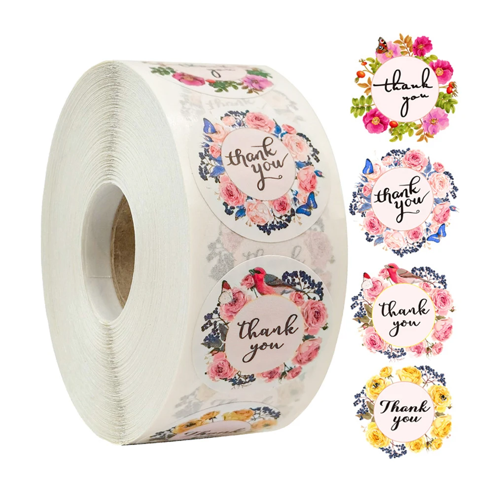 Симпатичные Новые стили 100 500 шт. Цветочные благодарственные наклейки ярлык для