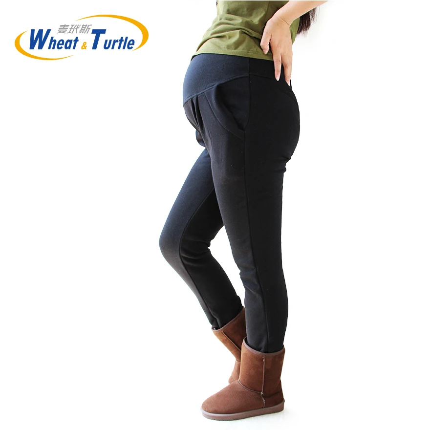 Maternity Warm Leggings XL XXL 3XL 4XL Velvet Cotton Black Winter Legging Pants For Pregnant Women Clothing Knitted Pregnancy