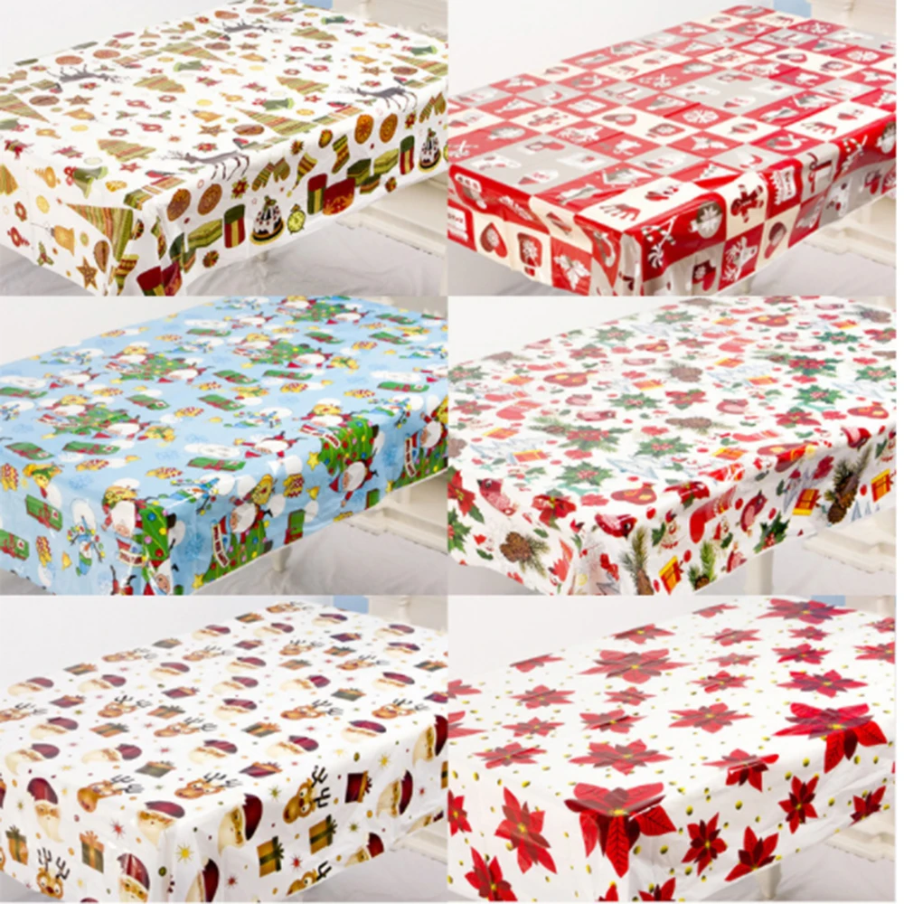 

Одноразовые настольные чехлы с рождественским принтом, Рождественское украшение для стола, доступны шесть рисунков
