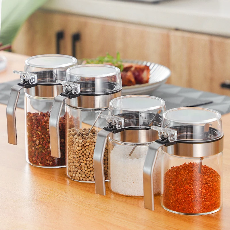 

Glass Kitchen Seasoning Bottle Large Diameter Paprika Salt Pepper Condiment Organizer Jar Cooking Spice Container Accessories