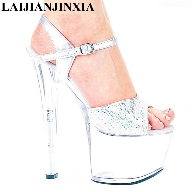 New 17cm high heels and sexy shoes stage crystal high-heeled sandals night high heel Dance Shoes