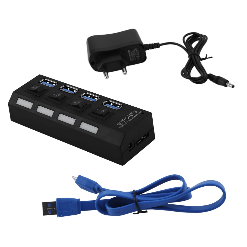 Профессиональный Plug and Play station 4 Порты и разъёмы USB 3,0 Hub ВКЛ/выкл кнопка& AC Мощность Кабель-адаптер для портативных ПК ЕС/США штекер