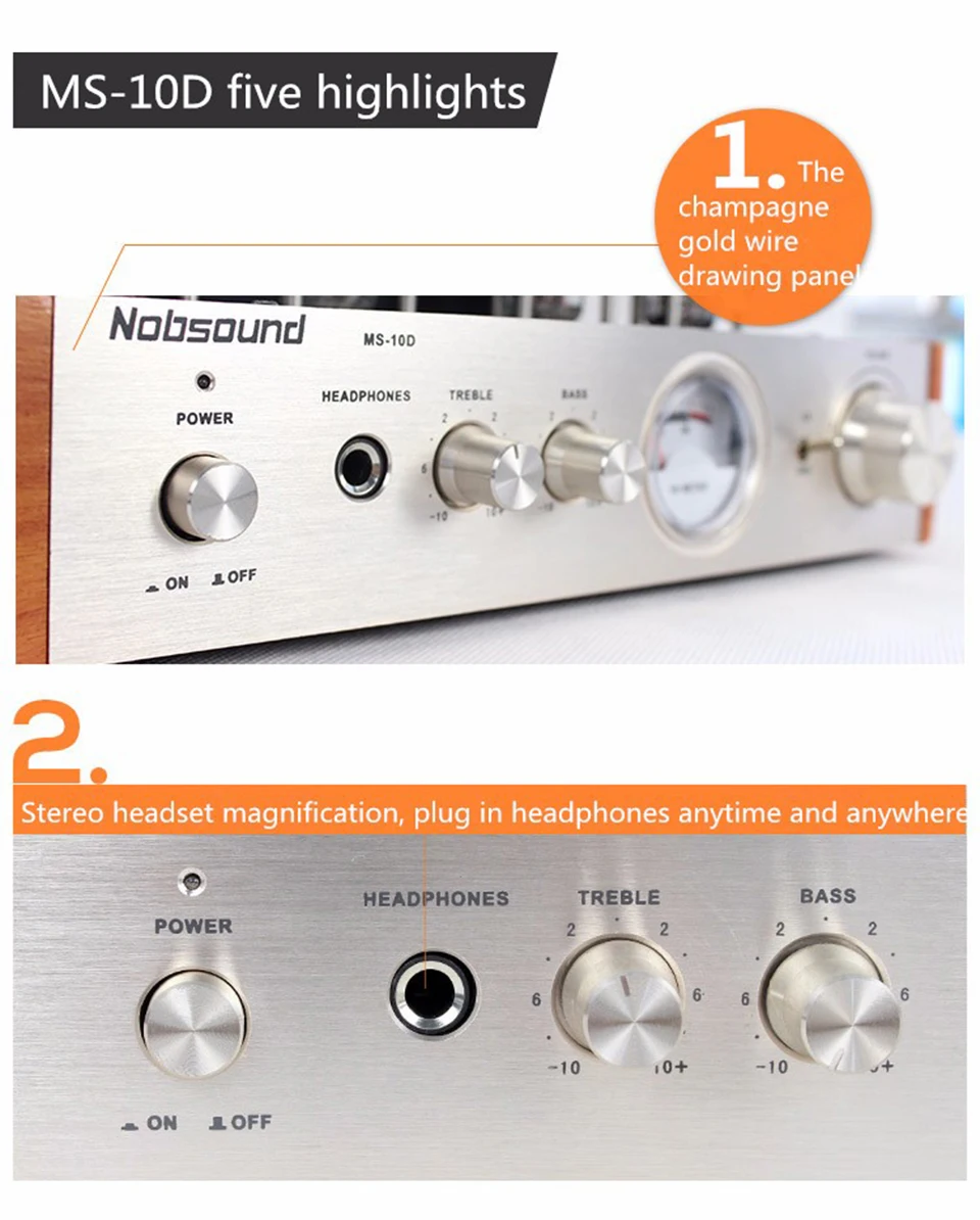 Nobsound MS-10D ламповый усилитель аудио усилитель мощности 25 Вт* 2 вакуумные усилители поддержка 110 В или 220 В Hifi усилитель MS 10D