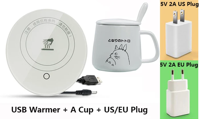 Style7 5V 2A USB Грелка гаджеты гравитационная индукция высокая термостойкость стеклянная чашка подставка usb нагреватель постоянная кружка коврик с керамической чашкой - Цвет: Style7