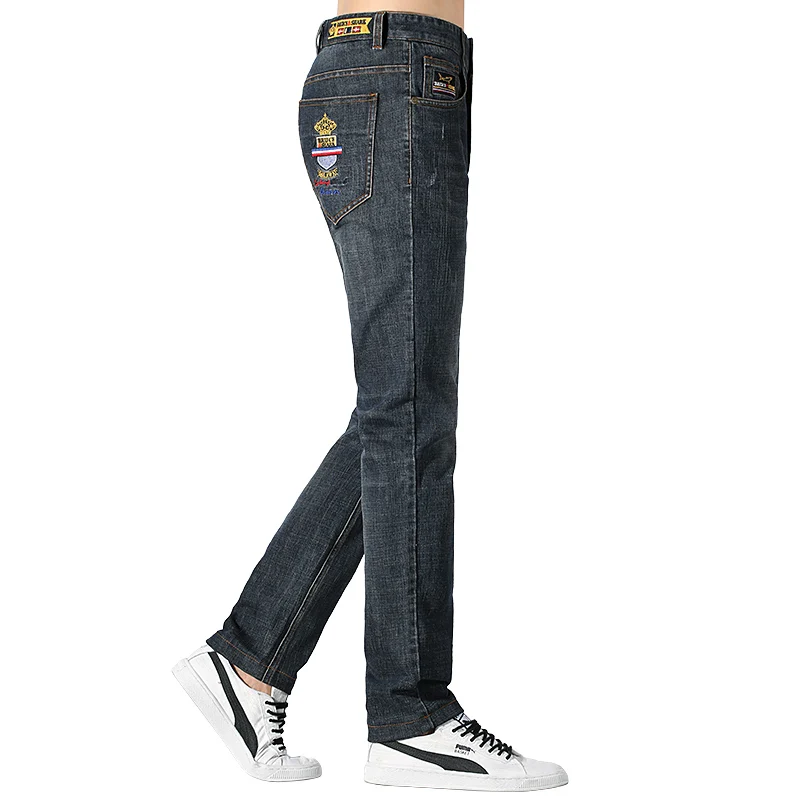 Bruce& Shark Straight Leg Men Jeans Casual Fashion Design Youth Trend Stretch Loose Jeans Men Soften Thicken jeans мужские джинс