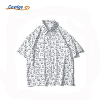 covrlge new hot short sleeve mens shirt summer printing trendy casual fashion daily button up shirt fashion male mcs146