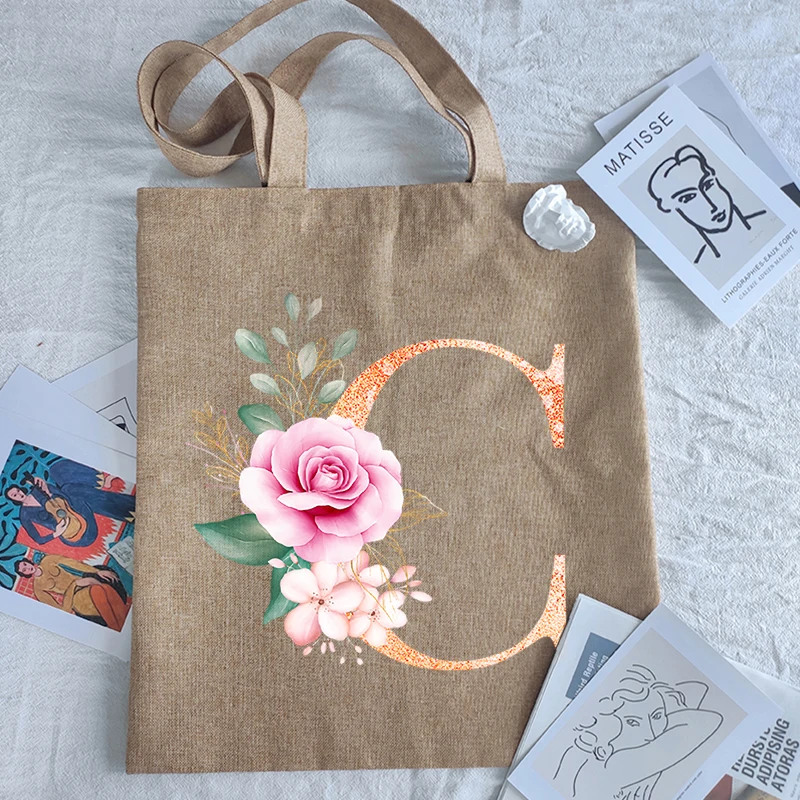 New Orange Letter Print Women Shopping Bags Eco Bag Designer Handbags Tote Student Shopper Reusable Printed Linen Canvas | Багаж и сумки