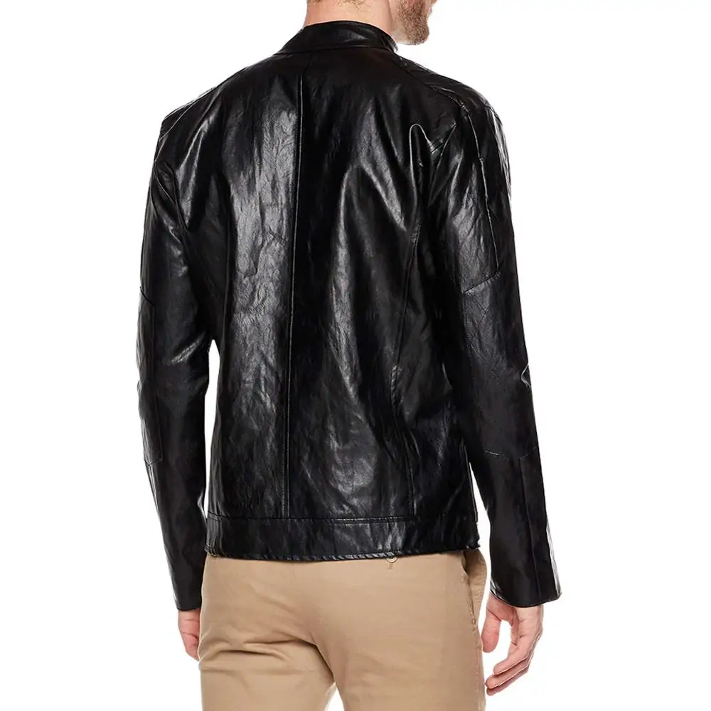 Мужская кожаная куртка с воротником стойкой из искусственной кожи|Куртки