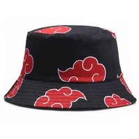summer outdoor bucket hats japanese anime red cloud printed panama hats for women men cotton casual travel sun cap fisherman cap