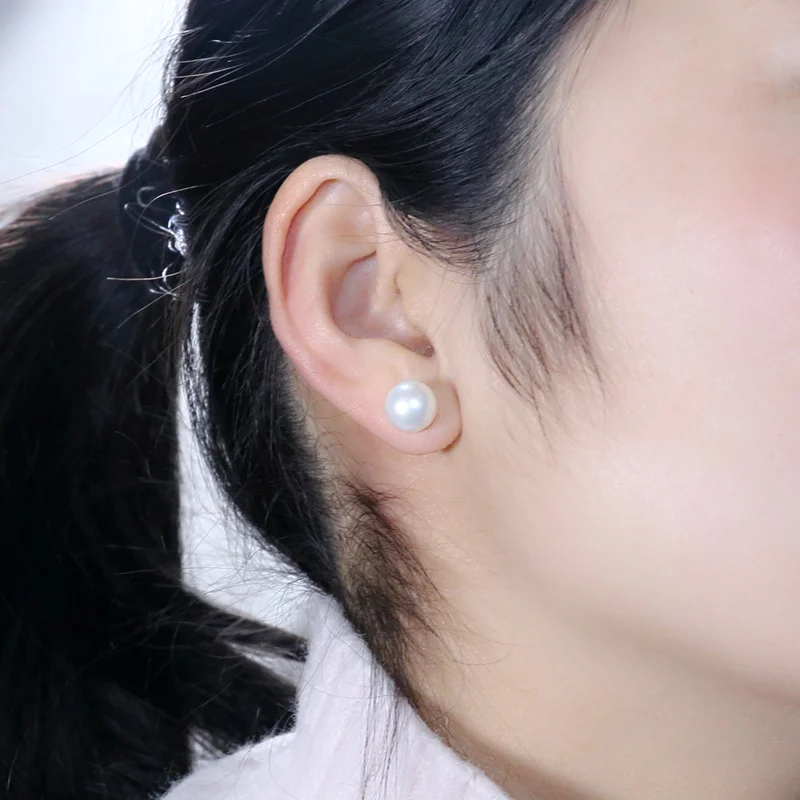 Маленькие серьги из стерлингового серебра S925 пробы с натуральным жемчугом 11 мм