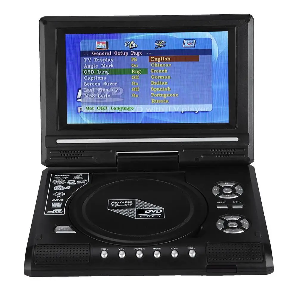 Портативный телевизионный мини Телевизор 7 8 дюйма DVD плеер поворотный экран