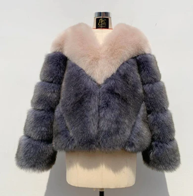Khaki and Deep Gray ZADORIN зимняя новая теплая Женская пушистая мягкая куртка из искусственного меха Harajuku винтажная куртка с длинным рукавом плюс размер пушистая Меховая куртка уличная - Цвет: Khaki and Deep Gray