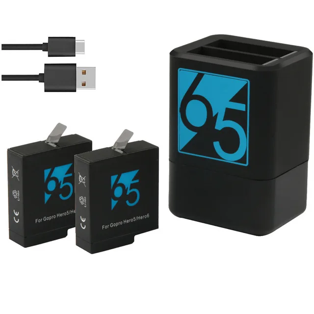 1 Charger 2 Battery LANBEIKA 2 шт 1220 мАч аккумуляторная батарея+ Hero5 Hero6 двойное зарядное устройство для GoPro Hero 7 6 5 черный аксессуары для камеры - Цвет: 1 Charger 2 Battery