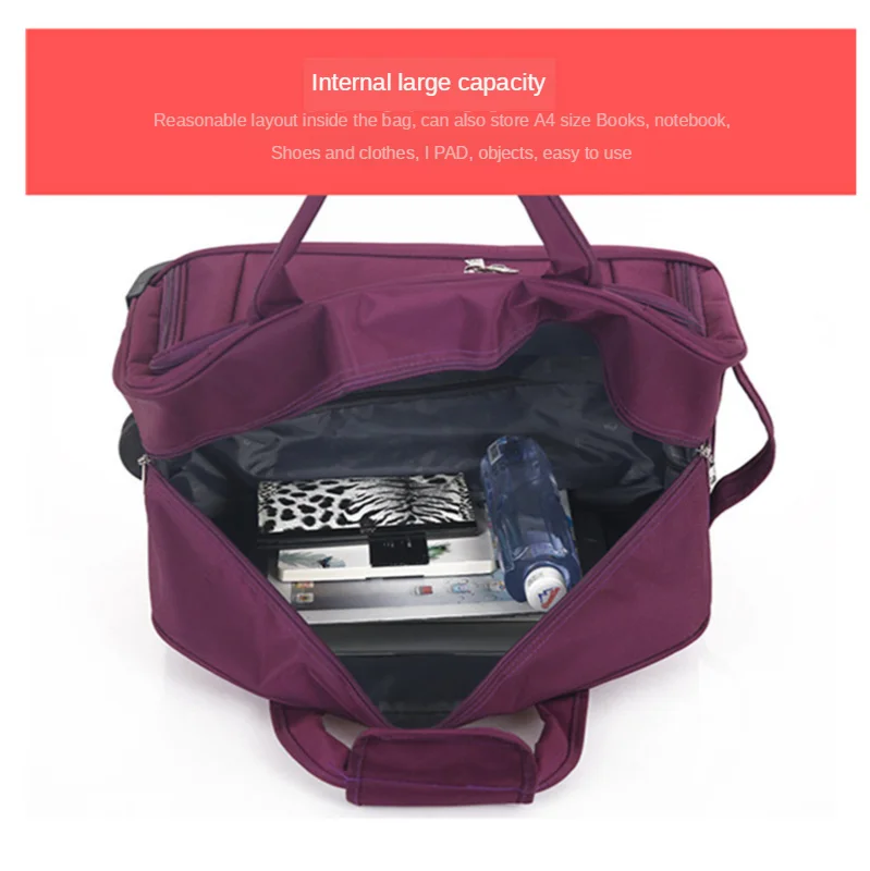 Вместительная вещевая сумка на колесиках Женский чемодан для путешествий и