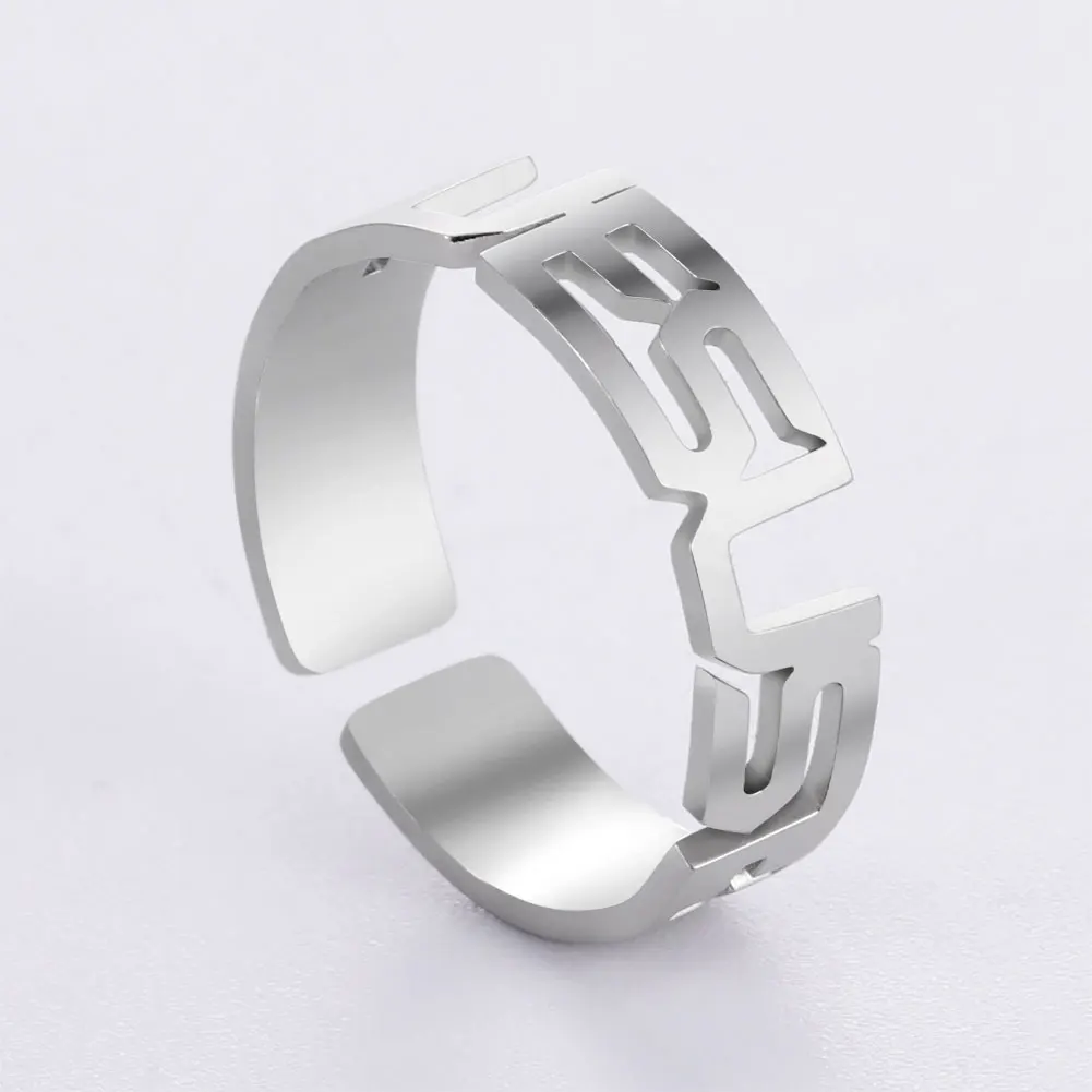 Регулируемые кольца из нержавеющей стали с крестом Иисуса для мужчин Открытое