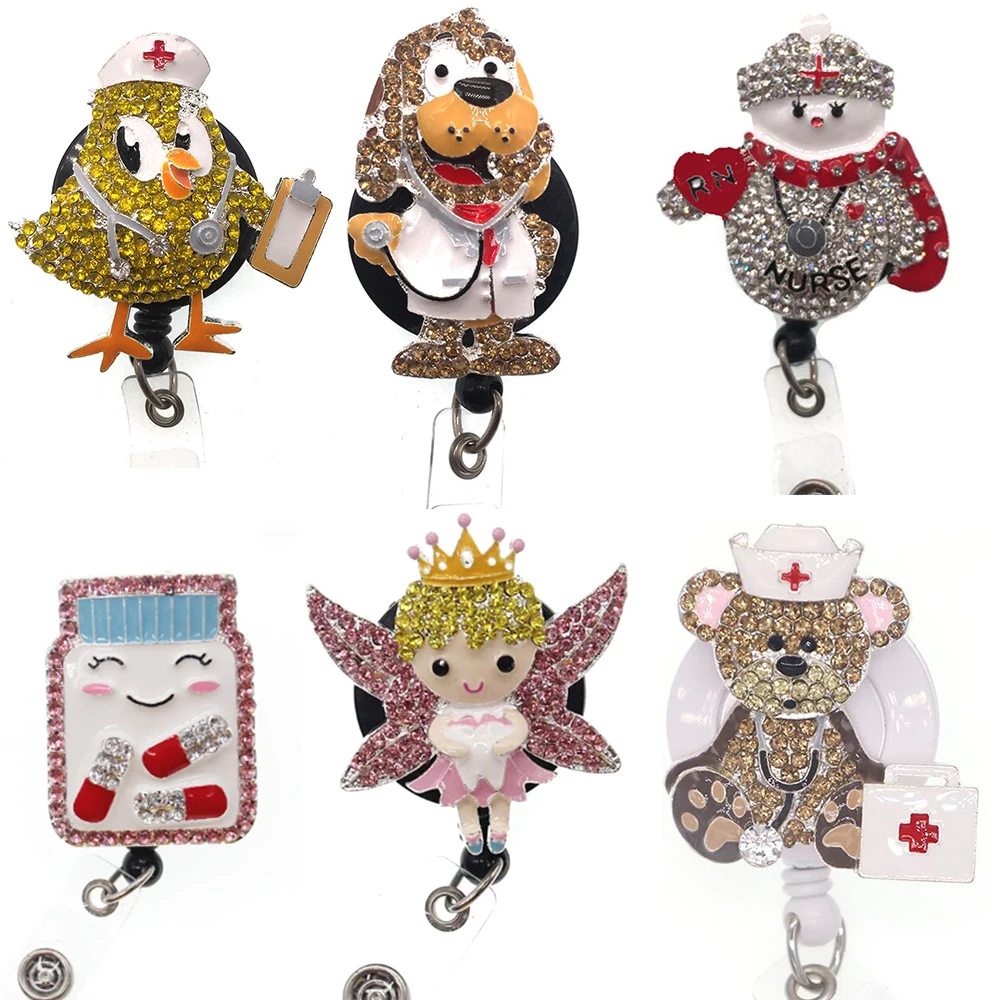 cartoon nurse scrubs retractable id badge holder reel for accessories | Украшения и аксессуары