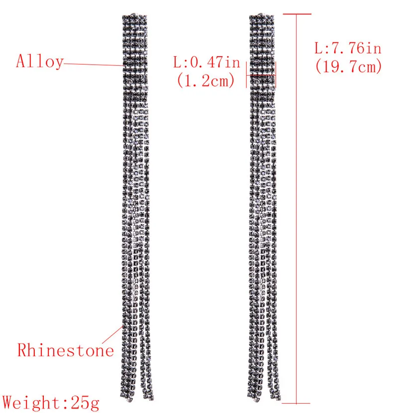 

Long Chain Earrings New Arrival Elegant Rhinestones Earring For Women Korean Fashion Aesthetic Jewelry Evening Tassel Ear Rings