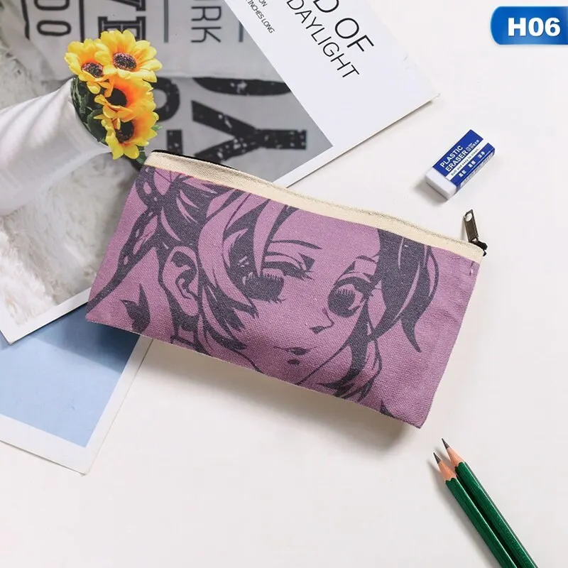 

NEW Japanese Anime Demon Slayer Kimetsu No Yaiba Pencil Case Canvas Zipper Pencil Bag Zipper Pen Storage Pouch for Student