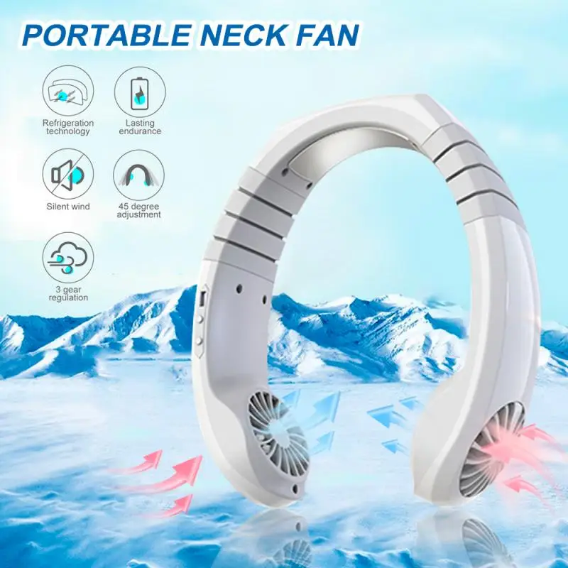

Mini USB Rechargeable Fan Portable Neck Sport Fan Neckband Desk Hand Air Fan Conditioner For Room Office Decorative Fans
